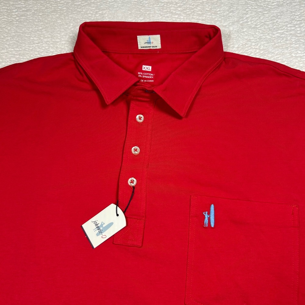 Johnnie-O Polo Shirt Hangin Out Men XXL Red Serrano Short Sleeve Pocket JMPO3000